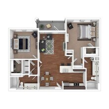 2 Bed 2 Bath 1210 SqFt (1140 Net) 3041 floor plan